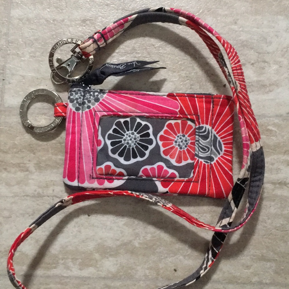 Vera Bradley cherry bloom zip id + lanyard